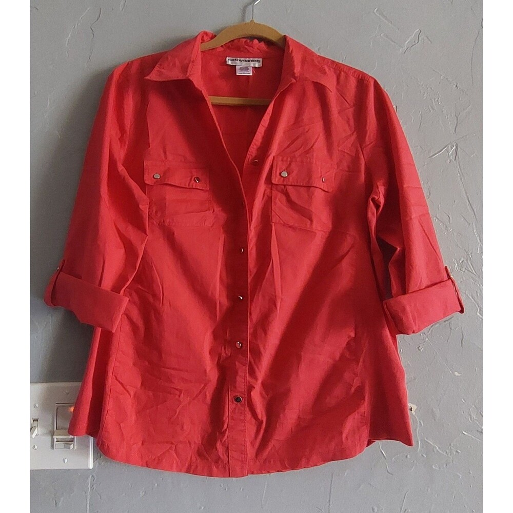 Cathy Daniel  Tops Shirts Women Button Up L,cotton,Polyester, Spandex, 20 Inch O